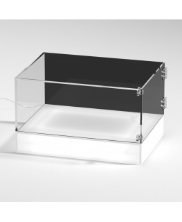 Personalizzabile - Teca espositiva da banco con base opal illuminata a led  e parte superiore in plexiglass trasparente 5 lati ch
