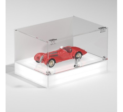 E-1150 TEC-X - Personalizzabile - Teca espositiva da banco con base opal illuminata a led e parte superiore in plexiglass tra...