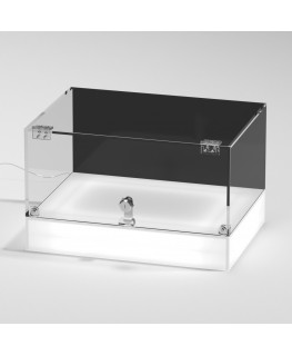 E-1151 TEC-X - Personalizzabile - Teca espositiva da banco con base opal illuminata a led e parte superiore in plexiglass tra...