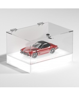 E-1158 TEC-X - Personalizzabile - Teca espositiva da banco con base opal illuminata a led e parte superiore in plexiglass tra...