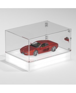 E-1161 TEC-X - Personalizzabile - Teca espositiva da banco con base opal illuminata a led e parte superiore in plexiglass tra...