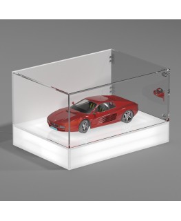 E-1162 TEC-X - Personalizzabile - Teca espositiva da banco con base opal illuminata a led e parte superiore in plexiglass tra...