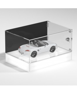 E-1167 TEC-X - Personalizzabile - Teca espositiva da banco con base opal illuminata a led e parte superiore in plexiglass tra...
