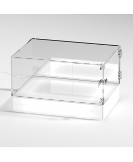 E-1168 TEC-X - Personalizzabile - Teca espositiva da banco con base opal illuminata a led e parte superiore in plexiglass tra...