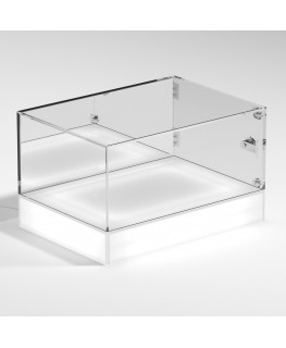 E-1168 TEC-X - Personalizzabile - Teca espositiva da banco con base opal illuminata a led e parte superiore in plexiglass tra...