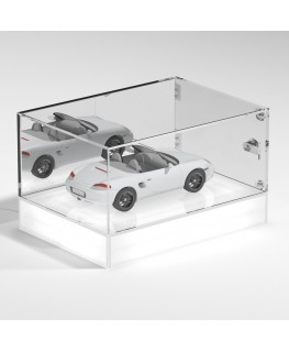 E-1168 TEC-X - Personalizzabile - Teca espositiva da banco con base opal illuminata a led e parte superiore in plexiglass tra...