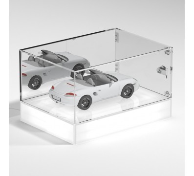 E-1168 TEC-X - Personalizzabile - Teca espositiva da banco con base opal illuminata a led e parte superiore in plexiglass tra...