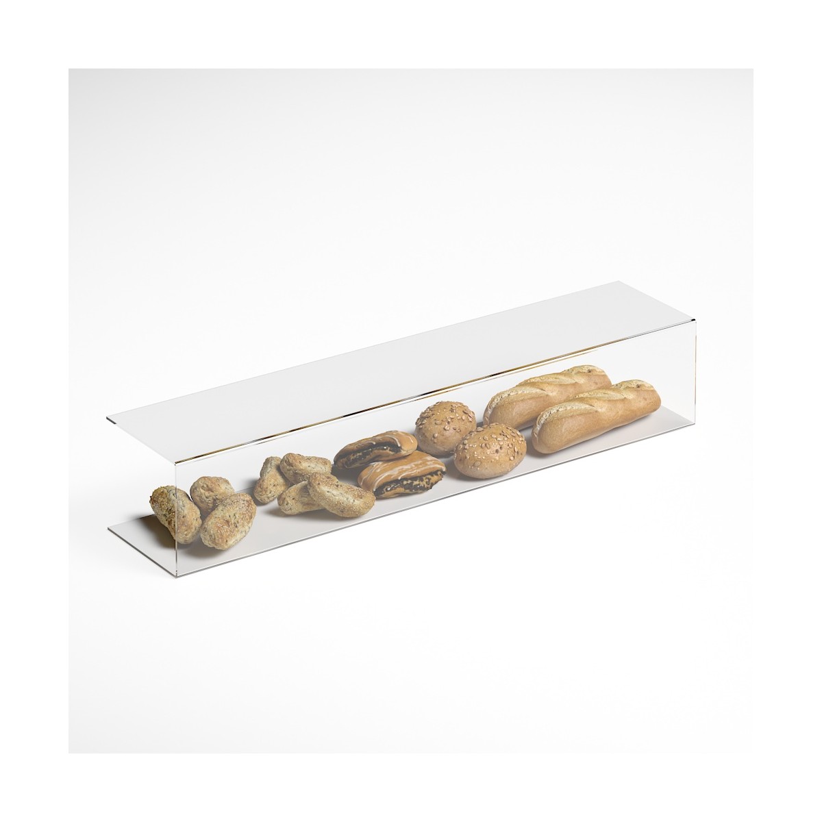 E-1186 PAR-D - Parafiato parasputi in plexiglass trasparente per alimenti - Misure: 120x25x H22 cm