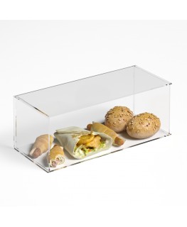 E-1190 PAR-B - Parafiato parasputi in plexiglass trasparente per alimenti con pannelli laterali - Misure: 60x25x H22 cm