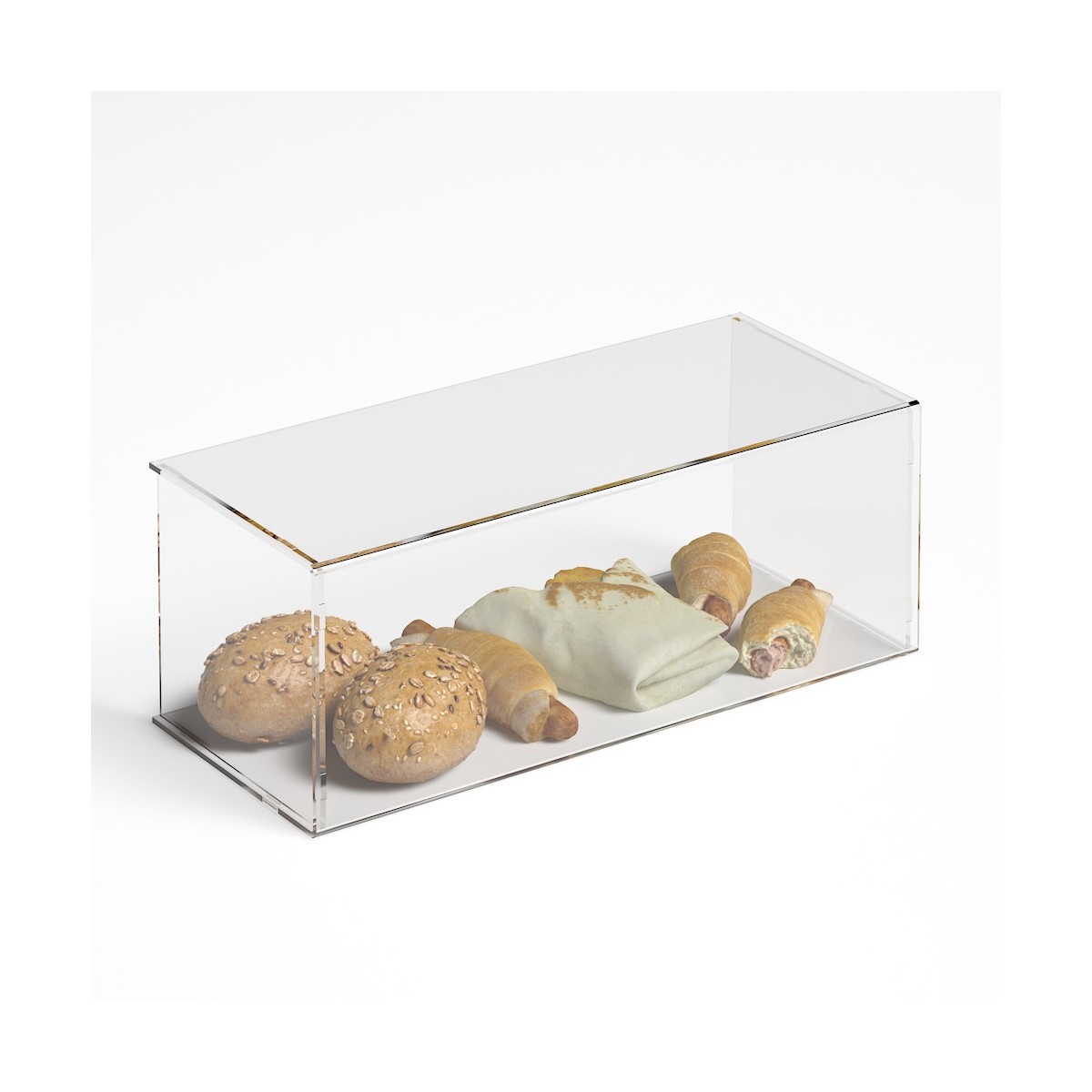 E-1190 PAR-B - Parafiato parasputi in plexiglass trasparente per alimenti con pannelli laterali - Misure: 60x25x H22 cm