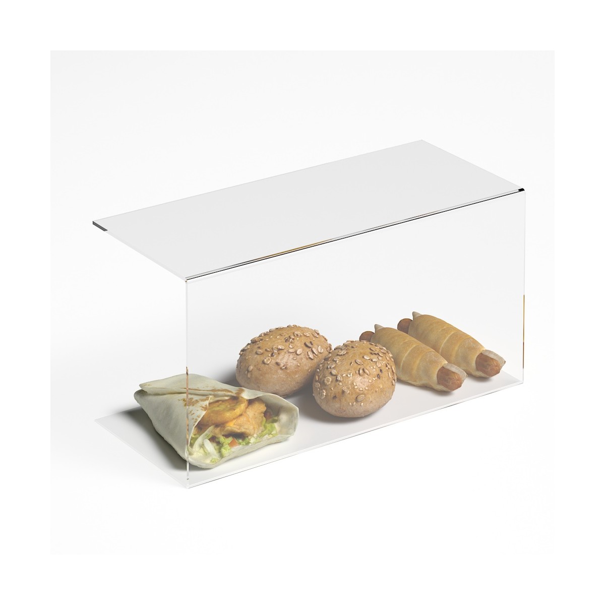 E-1187 PAR-B - Parafiato parasputi in plexiglass trasparente per alimenti - Misure: 60x25x H30 cm