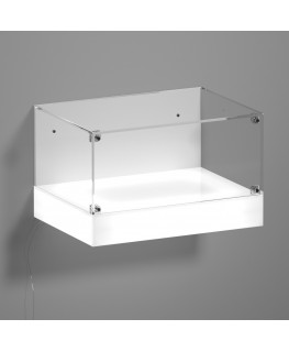 E-1119 TEC-X - Personalizzabile - Teca espositiva da parete con base opal illuminata a led e parte superiore in plexiglass tr...
