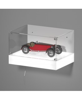 E-1119 TEC-X - Personalizzabile - Teca espositiva da parete con base opal illuminata a led e parte superiore in plexiglass tr...