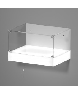 E-1119 TEC-X - Personalizzabile - Teca espositiva da parete con base opal illuminata a led e parte superiore in plexiglass tr...