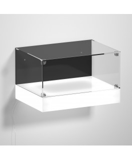 E-1120 TEC-X - Personalizzabile - Teca espositiva da parete con base opal illuminata a led e parte superiore in plexiglass tr...