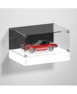 E-1120 TEC-X - Personalizzabile - Teca espositiva da parete con base opal illuminata a led e parte superiore in plexiglass tr...