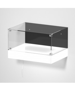 E-1120 TEC-X - Personalizzabile - Teca espositiva da parete con base opal illuminata a led e parte superiore in plexiglass tr...