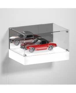 E-1121 TEC-X - Personalizzabile - Teca espositiva da parete con base opal illuminata a led e parte superiore in plexiglass tr...