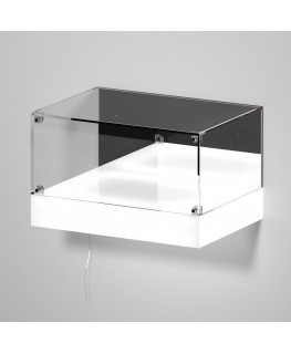 E-1121 TEC-X - Personalizzabile - Teca espositiva da parete con base opal illuminata a led e parte superiore in plexiglass tr...