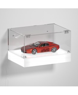 E-1127 TEC-X - Personalizzabile - Teca espositiva da parete con base opal illuminata a led e parte superiore in plexiglass tr...