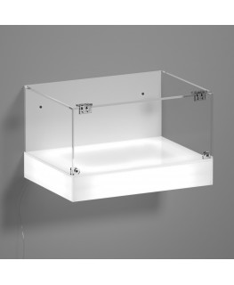 E-1128 TEC-X - Personalizzabile - Teca espositiva da parete con base opal illuminata a led e parte superiore in plexiglass tr...