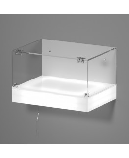 E-1128 TEC-X - Personalizzabile - Teca espositiva da parete con base opal illuminata a led e parte superiore in plexiglass tr...