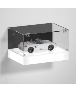 E-1129 TEC-X - Personalizzabile - Teca espositiva da parete con base opal illuminata a led e parte superiore in plexiglass tr...