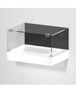 E-1129 TEC-X - Personalizzabile - Teca espositiva da parete con base opal illuminata a led e parte superiore in plexiglass tr...