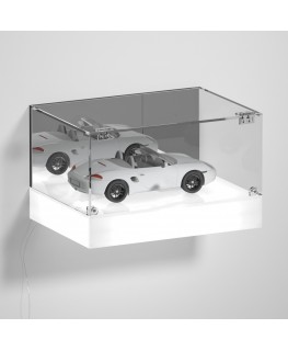 E-1130 TEC-X - Personalizzabile - Teca espositiva da parete con base opal illuminata a led e parte superiore in plexiglass tr...
