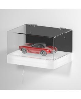 E-1138 TEC-X - Personalizzabile - Teca espositiva da parete con base opal illuminata a led e parte superiore in plexiglass tr...