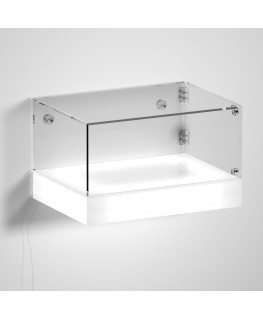 E-1145 TEC-X - Personalizzabile - Teca espositiva da parete con base opal illuminata a led e parte superiore in plexiglass tr...