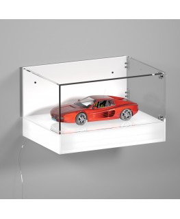 E-1146 TEC-X - Personalizzabile - Teca espositiva da parete con base opal illuminata a led e parte superiore in plexiglass tr...