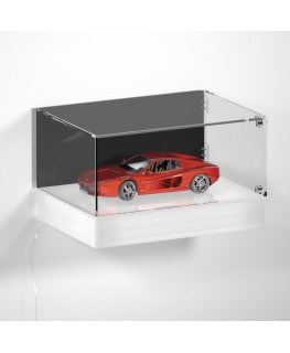 E-1147 TEC-X - Personalizzabile - Teca espositiva da parete con base opal illuminata a led e parte superiore in plexiglass tr...