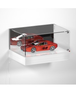 E-1148 TEC-X - Personalizzabile - Teca espositiva da parete con base opal illuminata a led e parte superiore in plexiglass tr...