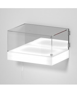 E-1148 TEC-X - Personalizzabile - Teca espositiva da parete con base opal illuminata a led e parte superiore in plexiglass tr...