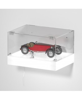 E-1154 TEC-X - Personalizzabile - Teca espositiva da parete con base opal illuminata a led e parte superiore in plexiglass tr...