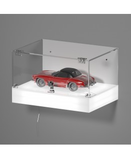 E-1155 TEC-X - Personalizzabile - Teca espositiva da parete con base opal illuminata a led e parte superiore in plexiglass tr...