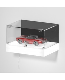 E-1156 TEC-X - Personalizzabile - Teca espositiva da parete con base opal illuminata a led e parte superiore in plexiglass tr...