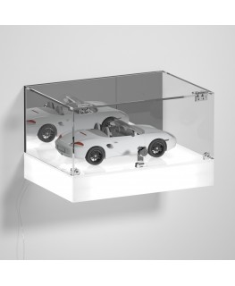 E-1157 TEC-X - Personalizzabile - Teca espositiva da parete con base opal illuminata a led e parte superiore in plexiglass tr...