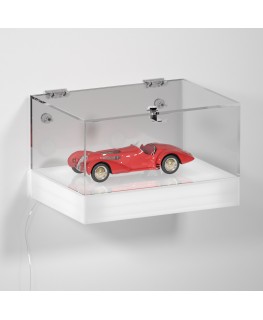 E-1163 TEC-X - Personalizzabile - Teca espositiva da parete con base opal illuminata a led e parte superiore in plexiglass tr...