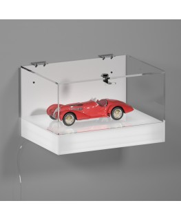 E-1164 TEC-X - Personalizzabile - Teca espositiva da parete con base opal illuminata a led e parte superiore in plexiglass tr...