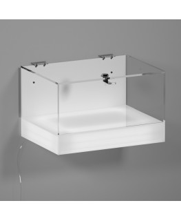 E-1164 TEC-X - Personalizzabile - Teca espositiva da parete con base opal illuminata a led e parte superiore in plexiglass tr...