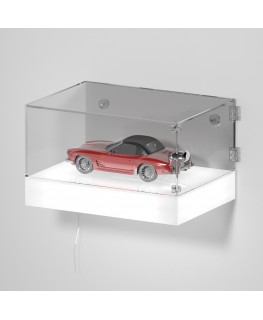 E-1172 TEC-X - Personalizzabile - Teca espositiva da parete con base opal illuminata a led e parte superiore in plexiglass tr...