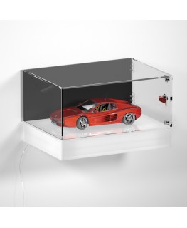 E-1174 TEC-X - Personalizzabile - Teca espositiva da parete con base opal illuminata a led e parte superiore in plexiglass tr...