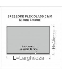 E-955 TEC-X - Personalizzabile - Teca espositiva in plexiglass da banco con base trasparente appoggiata | lato bianco - spess...