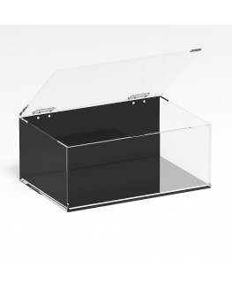 E-1084 TEC-X - Personalizzabile - Teca espositiva in plexiglass trasparente da banco 5 lati chiusi con sportello superiore co...