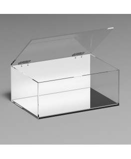 E-1087 TEC-X - Personalizzabile - Teca espositiva in plexiglass trasparente da banco 5 lati chiusi con sportello superiore co...