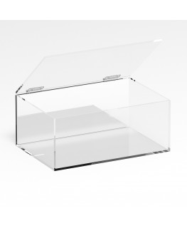 E-1092 TEC-X - Personalizzabile - Teca espositiva in plexiglass trasparente da banco 5 lati chiusi con sportello superiore co...
