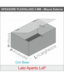 E-1104 TEC-X - Personalizzabile - Teca espositiva in plexiglass trasparente da banco 5 lati chiusi con sportello superiore co...