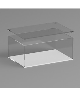 E-1234 TEC-X - Personalizzabile - Teca espositiva in plexiglass trasparente da banco con coperchio superiore appoggiato base ...